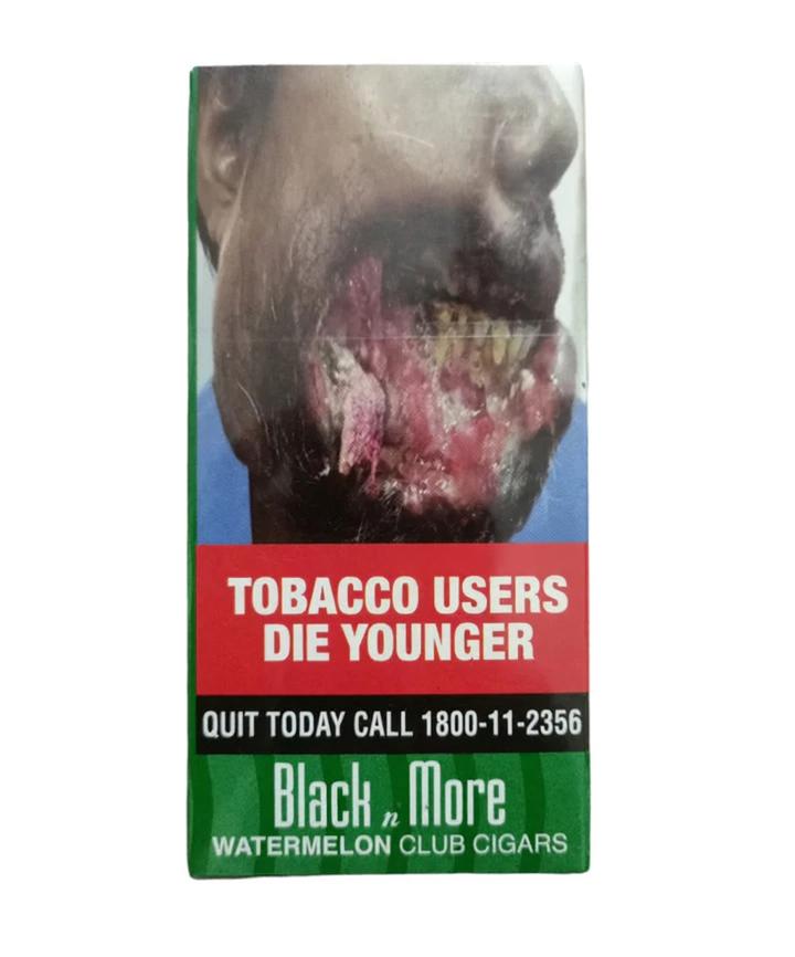 Black n more watermelon club cigar pack with waring text and image on white background