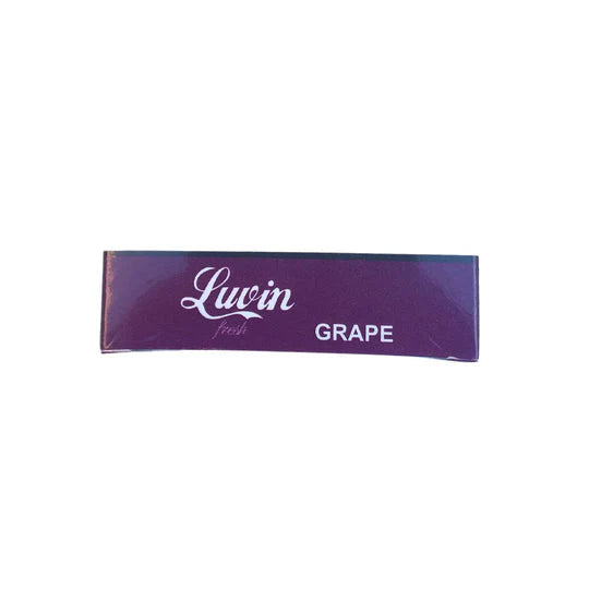 Purple packaging with 'Luvin' and 'Grape' text on a white background