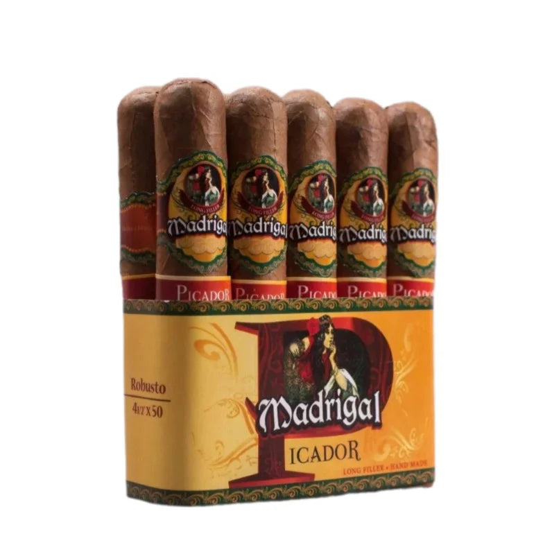Pack of Madrigal Picador robusto cigars on a white background