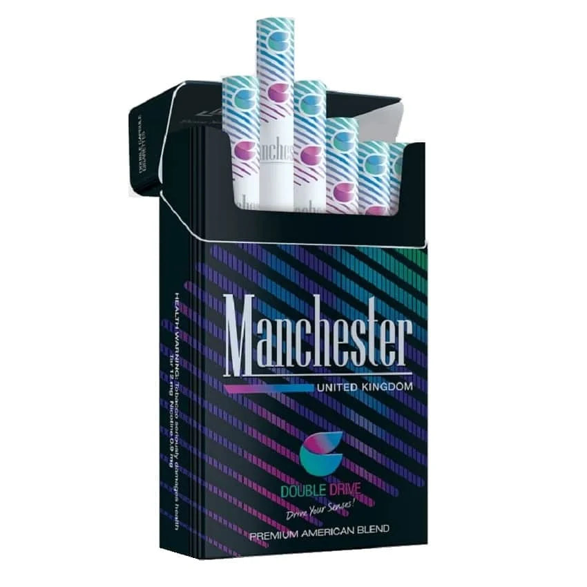 Cigarette pack with 'Manchester' branding on a white background