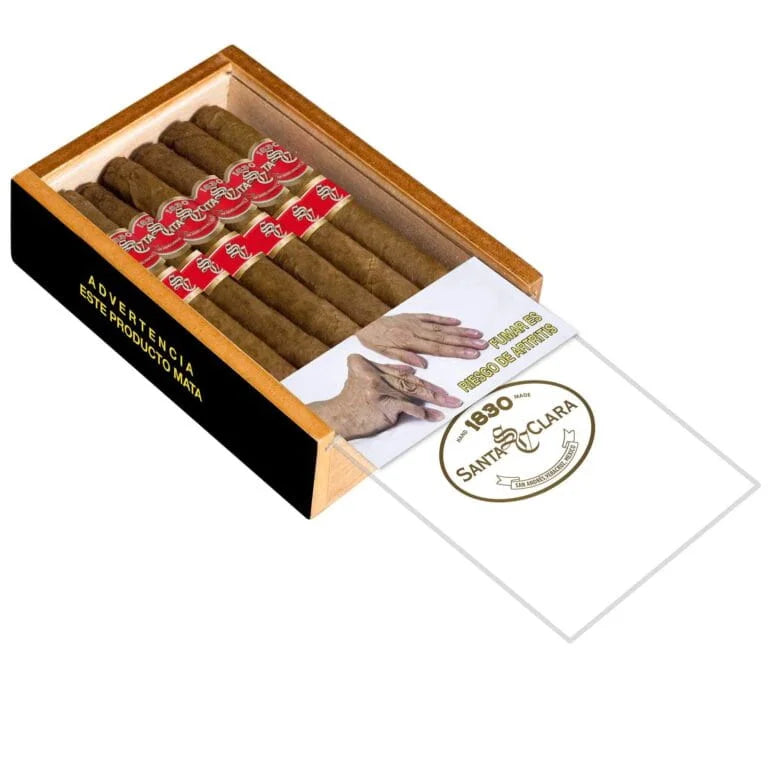 Santa Clara quino Box of cigars with a visible brand logo on a white background