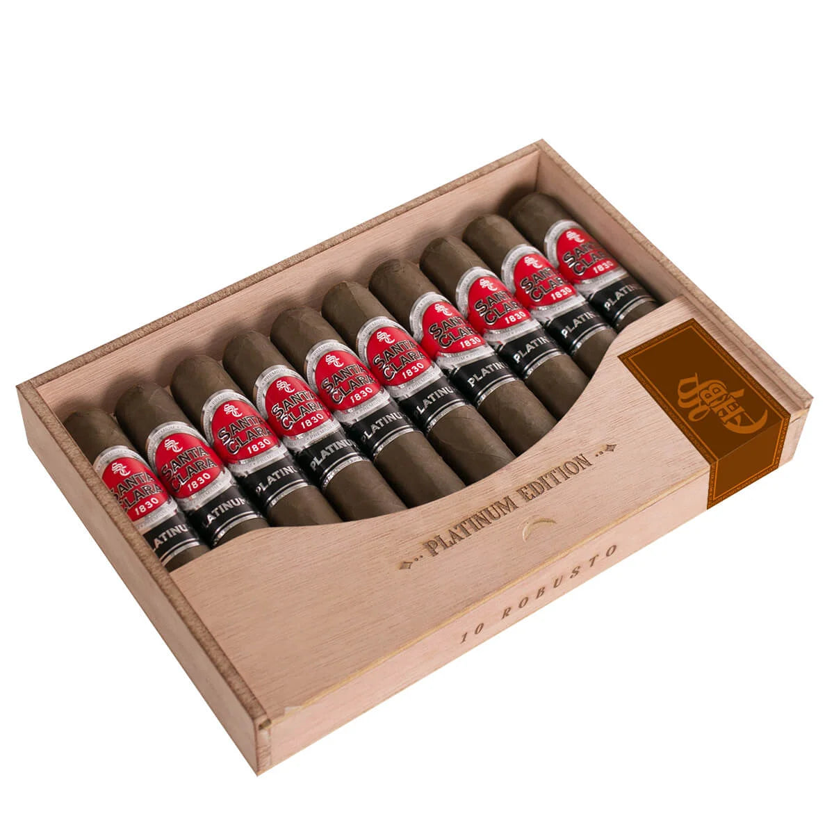 Santa clara 1830 platinum box of cigars with visible brand name on a white background