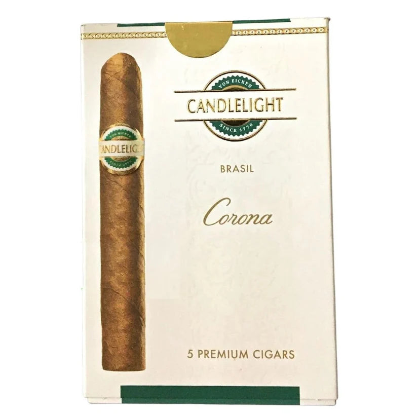 Candlelight brasil Corona premium cigars packaging on a white background