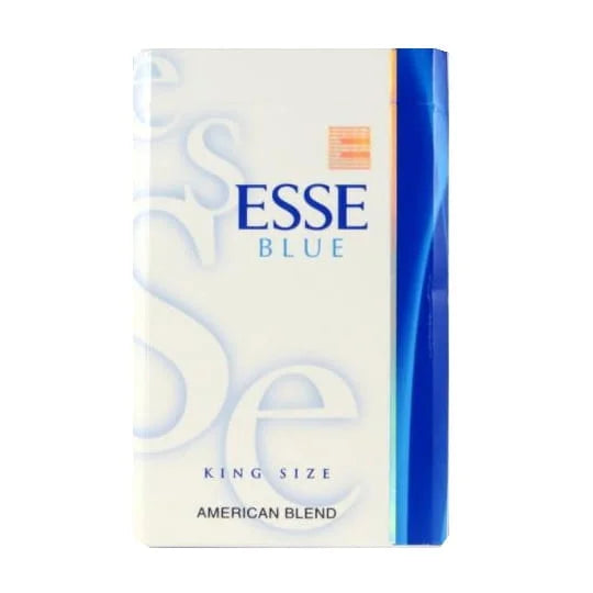 Pack of Esse Blue cigarettes on a white background