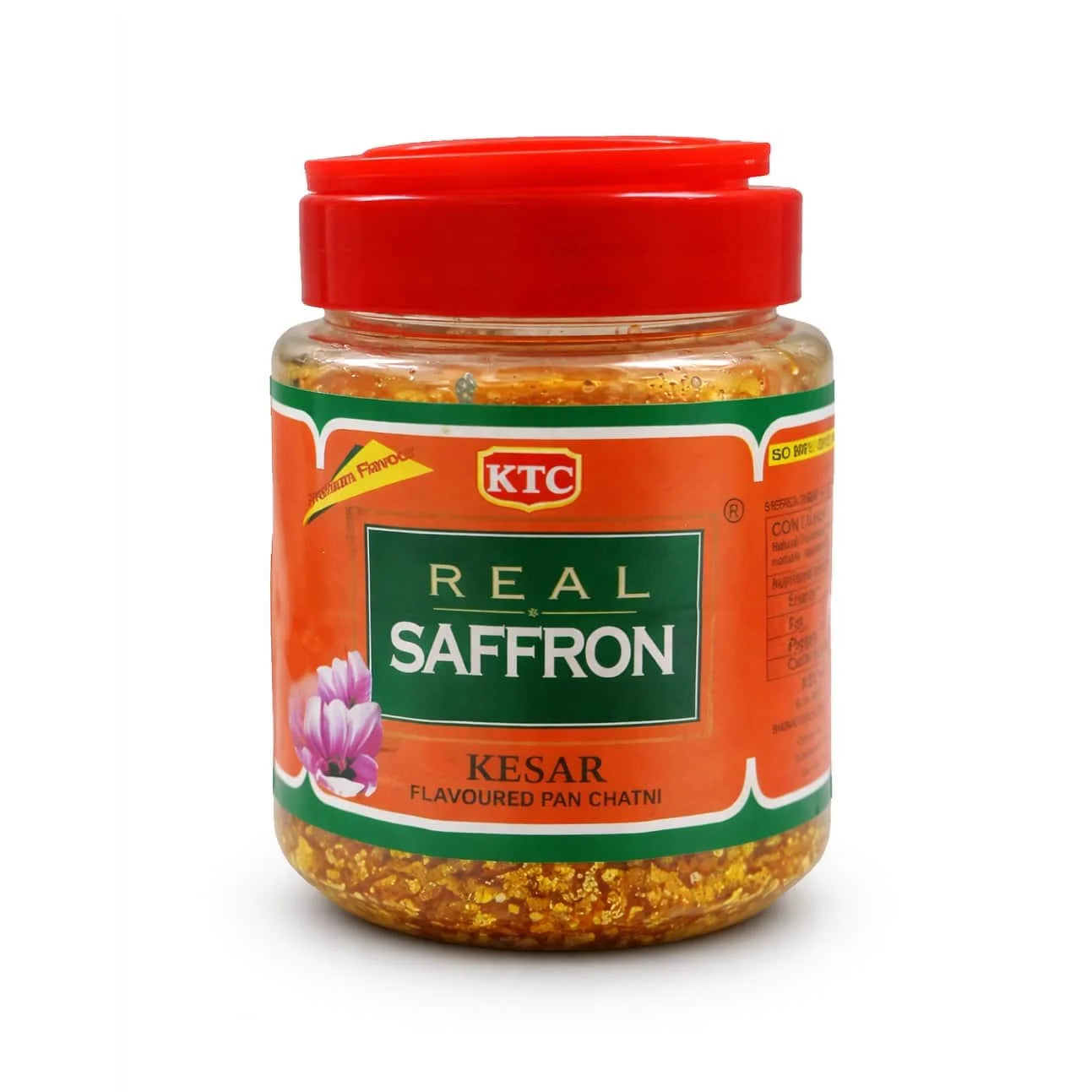 Jar of KTC Real Saffron Kesar on a white background