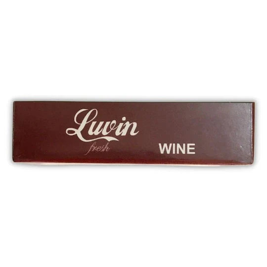 Brown wine box with 'Luvin' and 'WINE' text on a white background