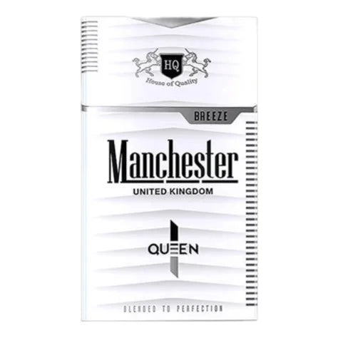 Manchester queen breeze cigarette pack on a white background